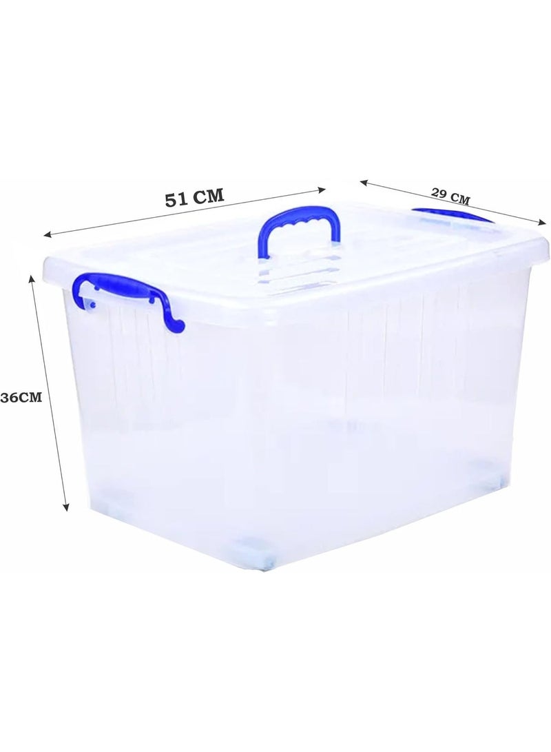 HIWARE 40L 3 Pc set Clear Plastic Storage Boxes with Lockable Lids | Transparent Organizer Containers for Clothes, Toys, Tools, Arts & Crafts | Stackable Storage Solution with Handles(3 x 40L) - Image 2